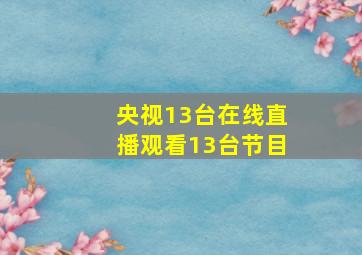 央视13台在线直播观看13台节目