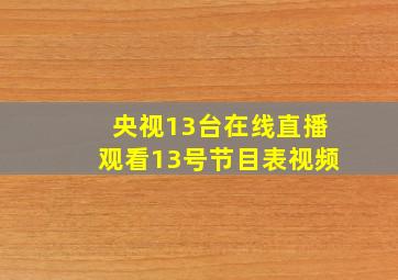 央视13台在线直播观看13号节目表视频