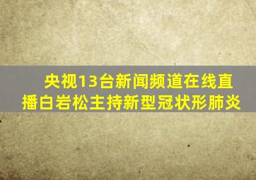 央视13台新闻频道在线直播白岩松主持新型冠状形肺炎