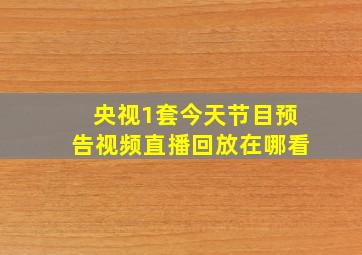 央视1套今天节目预告视频直播回放在哪看