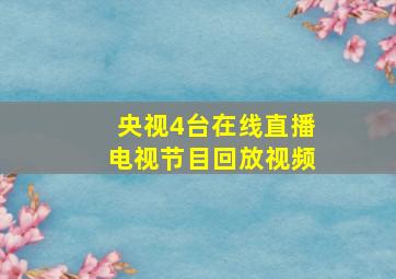 央视4台在线直播电视节目回放视频