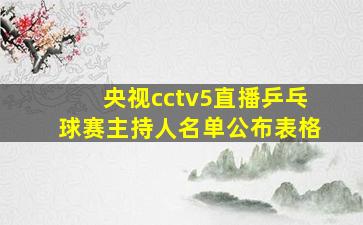 央视cctv5直播乒乓球赛主持人名单公布表格