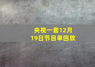 央视一套12月19日节目单回放