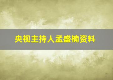 央视主持人孟盛楠资料