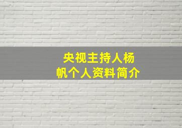 央视主持人杨帆个人资料简介