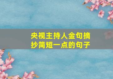 央视主持人金句摘抄简短一点的句子