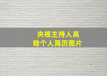 央视主持人高晗个人简历图片