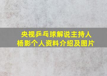 央视乒乓球解说主持人杨影个人资料介绍及图片