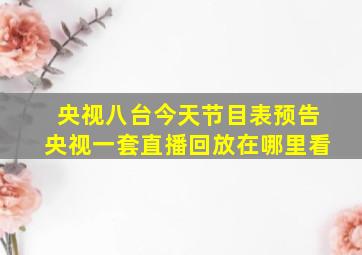 央视八台今天节目表预告央视一套直播回放在哪里看