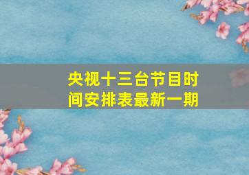 央视十三台节目时间安排表最新一期