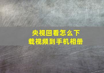 央视回看怎么下载视频到手机相册