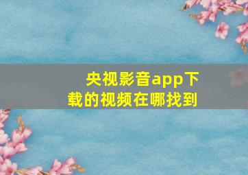 央视影音app下载的视频在哪找到