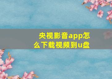 央视影音app怎么下载视频到u盘