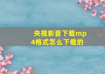 央视影音下载mp4格式怎么下载的