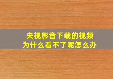 央视影音下载的视频为什么看不了呢怎么办