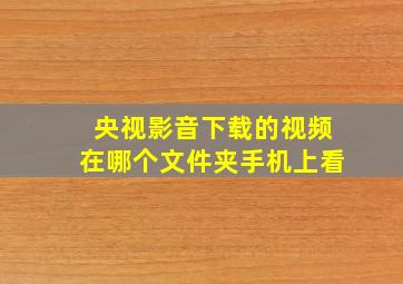 央视影音下载的视频在哪个文件夹手机上看