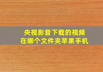 央视影音下载的视频在哪个文件夹苹果手机