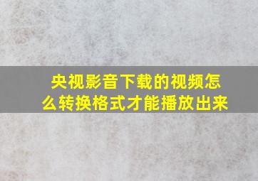 央视影音下载的视频怎么转换格式才能播放出来