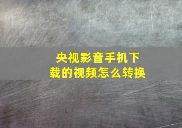 央视影音手机下载的视频怎么转换