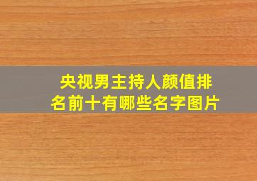 央视男主持人颜值排名前十有哪些名字图片