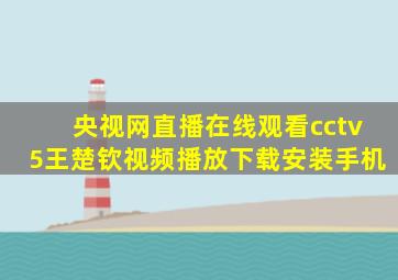 央视网直播在线观看cctv5王楚钦视频播放下载安装手机