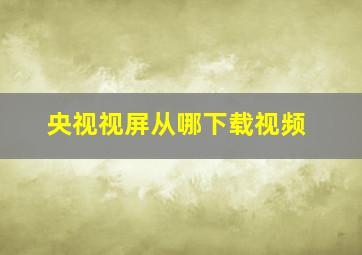 央视视屏从哪下载视频