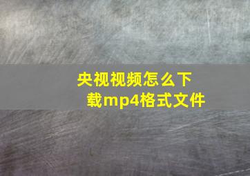 央视视频怎么下载mp4格式文件