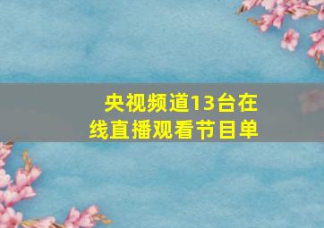 央视频道13台在线直播观看节目单