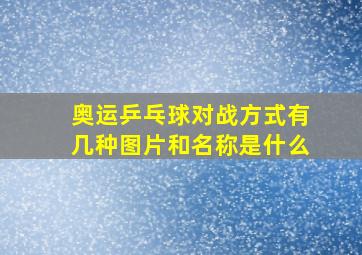 奥运乒乓球对战方式有几种图片和名称是什么