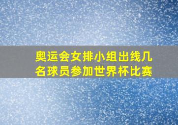 奥运会女排小组出线几名球员参加世界杯比赛