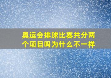 奥运会排球比赛共分两个项目吗为什么不一样