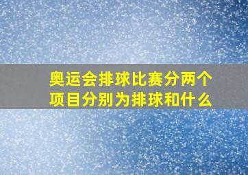 奥运会排球比赛分两个项目分别为排球和什么