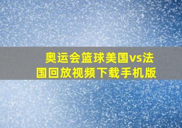 奥运会篮球美国vs法国回放视频下载手机版