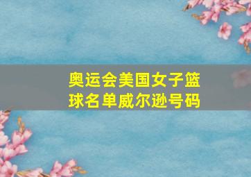 奥运会美国女子篮球名单威尔逊号码