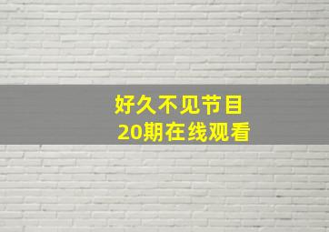 好久不见节目20期在线观看