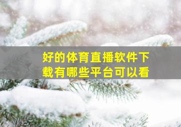 好的体育直播软件下载有哪些平台可以看