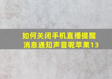 如何关闭手机直播提醒消息通知声音呢苹果13