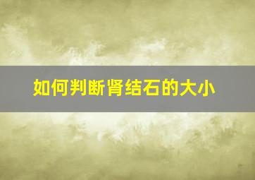 如何判断肾结石的大小