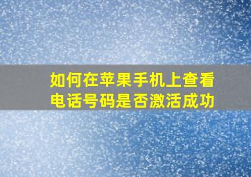 如何在苹果手机上查看电话号码是否激活成功