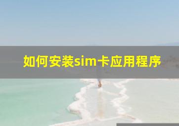 如何安装sim卡应用程序