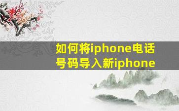 如何将iphone电话号码导入新iphone