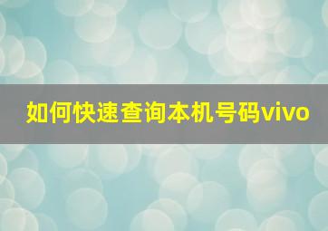 如何快速查询本机号码vivo