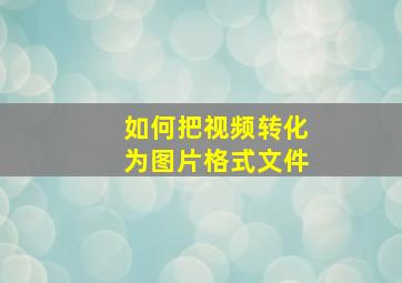 如何把视频转化为图片格式文件