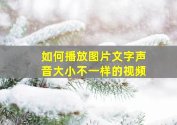 如何播放图片文字声音大小不一样的视频