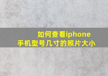 如何查看iphone手机型号几寸的照片大小