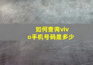 如何查询vivo手机号码是多少