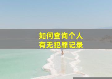 如何查询个人有无犯罪记录