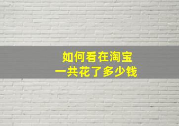 如何看在淘宝一共花了多少钱