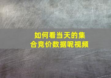 如何看当天的集合竞价数据呢视频