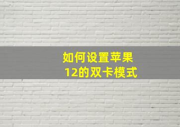 如何设置苹果12的双卡模式